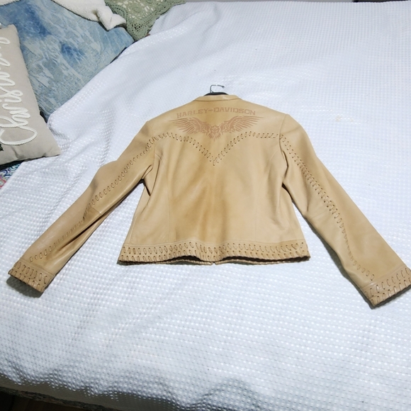 HARLEY DAVIDSON EUC WOMEN'S SIZE MEDIUM WANDERLUST LEATHER BIKER MOTORCYCLE COAT - Picture 8 of 12
